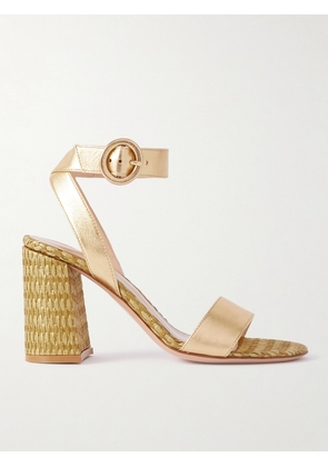 Gianvito Rossi - Luana 85 Leather And Raffia Sandals - Gold - IT35,IT35.5,IT36,IT36.5,IT37,IT37.5,IT38,IT38.5,IT39,IT39.5,IT40,IT40.5,IT41,IT41.5,IT42