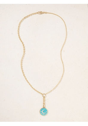 FoundRae - Aqua Crescent 18-karat Gold, Diamond And Enamel Necklace - One size