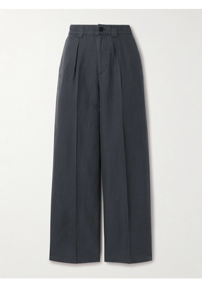 ALEX MILL - Madeline Pleated Linen, Tencel™ Lyocell And Cotton-blend Twill Wide-leg Pants - Gray - US0,US2,US4,US6,US8,US10,US12