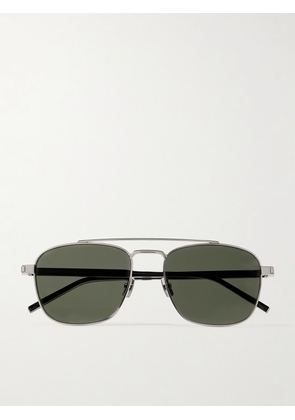 SAINT LAURENT EYEWEAR - Aviator-style Acetate And Silver-tone Sunglasses - One size