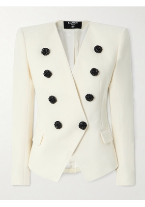 Balmain - Embellished Wool Blazer - White - FR 34,FR 36,FR 38,FR 40,FR 42,FR 44,FR 46