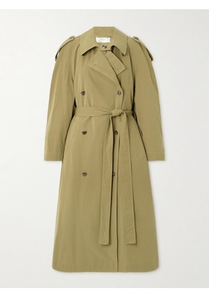 The Row - Denver Oversized Belted Double-breasted Cotton-gabardine Trench Coat - Green - x small,small,medium,large