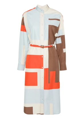FENDI FF Puzzle-print cotton shirt dress - Neutrals
