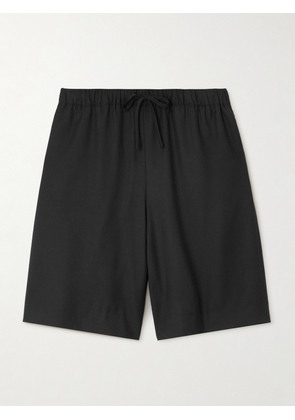 The Row - Stanton Wool-twill Wide-leg Shorts - Black - small,medium,large