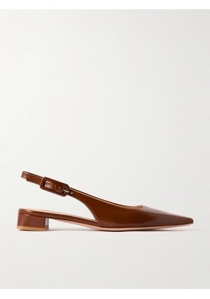 Gianvito Rossi - Tokio 20 Glossed-leather Slingback Flats - Brown - IT35,IT36,IT36.5,IT37,IT37.5,IT38,IT38.5,IT39,IT39.5,IT40,IT40.5,IT41,IT41.5,IT42