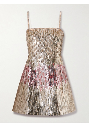 Valentino Garavani - Embellished Wool And Silk-blend Crepe Mini Dress - Gold - IT36,IT38,IT40,IT42,IT44