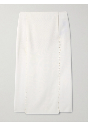 Chloé - Scalloped Twill Midi Skirt - White - FR 34,FR 36,FR 38,FR 40,FR 42,FR 44,FR 46
