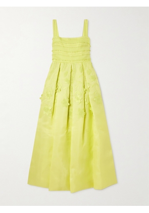 Elie Saab - Pleated Embroidered Organza Gown - Yellow - FR 34,FR 36,FR 38,FR 40,FR 42,FR 44