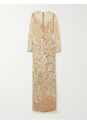 Elie Saab - Embroidered Sequin-embellished Tulle Gown - Neutrals - FR 34,FR 36,FR 38,FR 40,FR 42
