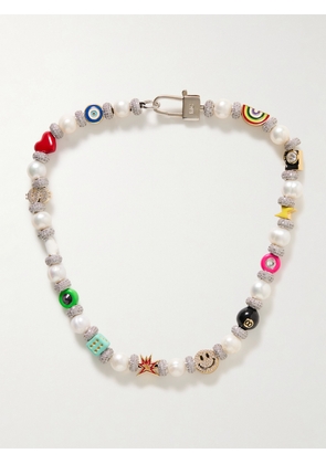 Martha Calvo - Silver And Gold-plated, Pearl, Enamel And Crystal Necklace - One size