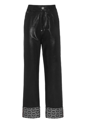 Philipp Plein monogram-pattern trousers - Black