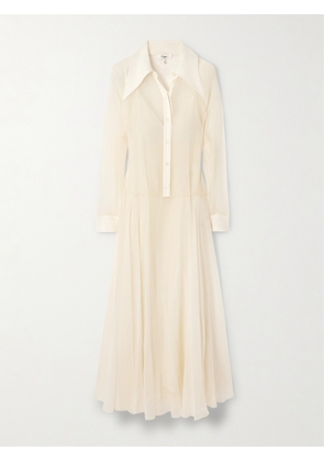 Chloé - Pleated Organic Silk-mousseline Midi Shirt Dress - White - FR 34,FR 36,FR 38,FR 40,FR 42,FR 44