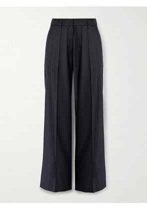 BEARE PARK - Peony Pinstriped Wool-twill Straight-leg Pants - Blue - UK 4,UK 6,UK 8,UK 10,UK 12,UK 14,UK 16