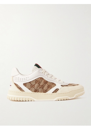 Gucci - Re-web Leather And Canvas-jacquard Sneakers - Ivory - IT34,IT34.5,IT35,IT35.5,IT36,IT36.5,IT37,IT37.5,IT38,IT38.5,IT39,IT39.5,IT40,IT40.5,IT41,IT41.5,IT42