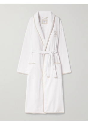 Brunello Cucinelli - Embroidered Linen-trimmed Cotton-terry Robe - White - small,medium,large