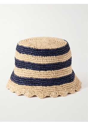 RABANNE - Striped Raffia Bucket Hat - Blue - One size
