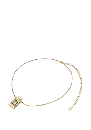 CHANEL Pre-Owned 2020 Gold Plated Crystal and Faux Pearl CC Perfume Bottle Pendant Necklace costume necklace