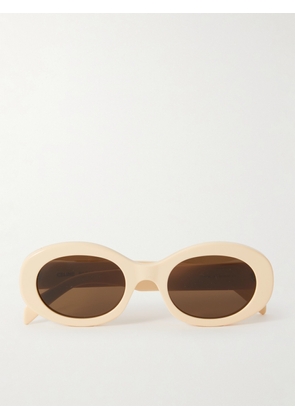 CELINE Eyewear - Triomphe Oval-frame Acetate Sunglasses - Cream - One size