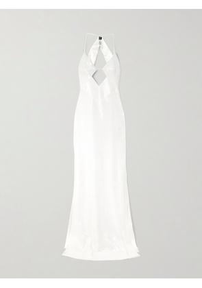 Galvan - Kite Cutout Sequined Satin Maxi Dress - Off-white - FR 34,FR 36,FR 38,FR 40,FR 42
