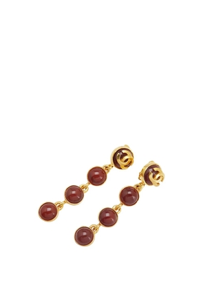 CHANEL Pre-Owned 1995 Gold Plated CC Gripoix Drop Clip On Earrings costume earrings