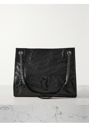 SAINT LAURENT - Niki Medium Quilted Crinkled-leather Tote - Black - One size