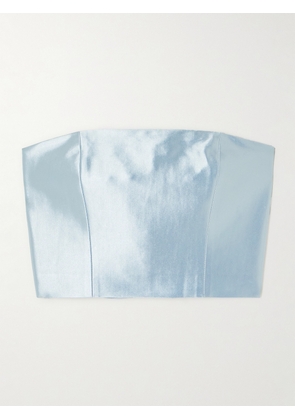 ROTATE BIRGER CHRISTENSEN - Cropped Stretch-satin Bandeau Top - Blue - DK32,DK34,DK36,DK38,DK40,DK42
