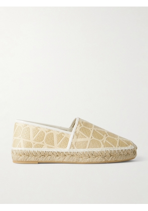 Valentino Garavani - Leather-trimmed Jacquard-woven Raffia Espadrilles - Neutrals - IT36,IT37,IT38,IT39,IT40,IT41