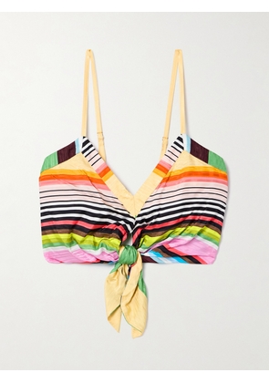 Christopher John Rogers - Casette Tie-front Striped Satin-jacquard Bralette - Multi - x small,small,medium,large,x large