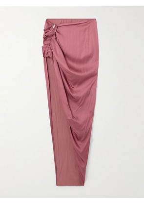 Rick Owens - Edfu Ruffled Asymmetric Draped Satin Maxi Skirt - Pink - IT38,IT40,IT42,IT44,IT46,IT48