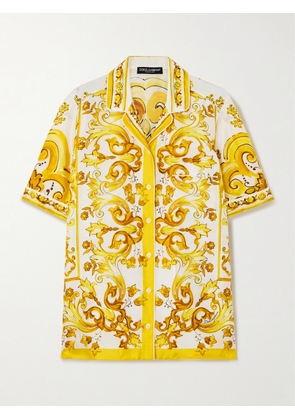 Dolce & Gabbana - Maiolica Floral-print Silk-twill Shirt - Yellow - IT36,IT38,IT40,IT42,IT44,IT46,IT48,IT50
