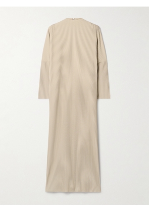 Max Mara - Leisure Faraone Plissé-crepe Midi Dress - Neutrals - x small,small,medium,large,x large