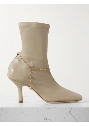 Burberry - Chain-embellished Leather Ankle Boots - Brown - IT35,IT36,IT36.5,IT37,IT37.5,IT38,IT38.5,IT39,IT39.5,IT40,IT41