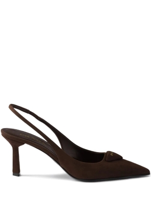 Prada 75mm slingback triangle-logo pumps - Brown