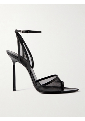 SAINT LAURENT - Missy Mesh And Leather Sandals - Black - EU 34,EU 34.5,EU 35,EU 35.5,EU 36,EU 36.5,EU 37,EU 37.5,EU 38,EU 38.5,EU 39,EU 39.5,EU 40,EU 40.5,EU 41,EU 41.5,EU 42