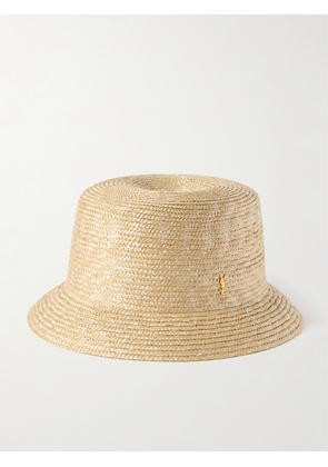SAINT LAURENT - Maglina Embellished Straw Bucket Hat - Neutrals - 56,57,59