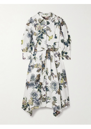 JASON WU COLLECTION - Belted Printed Silk-twill Midi Shirt Dress - Blue - US2,US4,US6,US8,US10