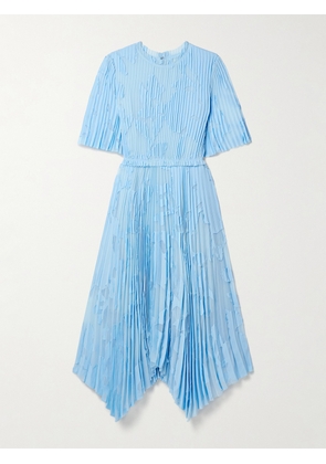 JASON WU COLLECTION - Asymmetric Ruffled Pleated Devoré-chiffon Midi Dress - Blue - US2,US4,US6,US8