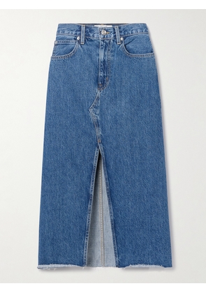 SLVRLAKE - Frayed Denim Midi Skirt - Blue - 23,24,25,26,27,28,29,30,31,32