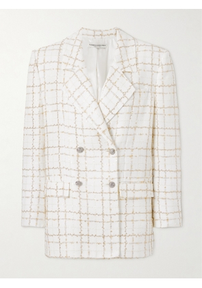 Alessandra Rich - Oversized Checked Metallic Tweed Blazer - White - IT36,IT38,IT40,IT42,IT44