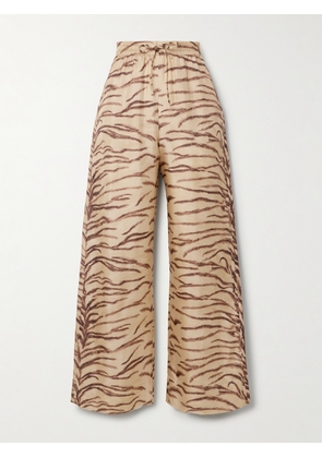 Stella McCartney - Tiger-print Silk-twill Wide-leg Pants - Neutrals - IT34,IT36,IT38,IT40,IT42,IT44,IT46,IT48,IT50