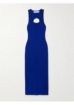 Proenza Schouler White Label - Reese Ribbed Silk And Cotton-blend Midi Dress - Blue - x small,small,medium,large,x large