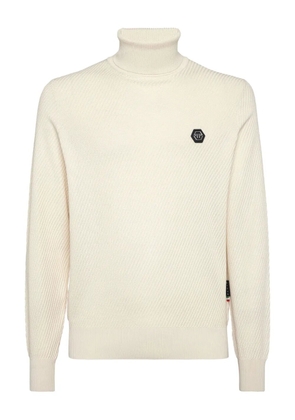 Philipp Plein ribbed-knit jumper - White