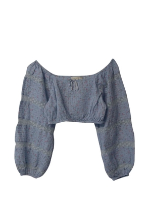 LoveShackFancy Albertina floral lace crop top - Blue