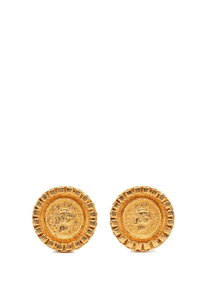 CHANEL Pre-Owned 1995 Gold Plated Coco Coin Motif Clip On Earrings costume earrings