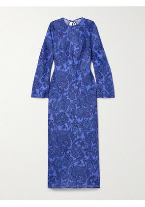 Zimmermann - Ottie Open-back Bead-embellished Paisley-print Linen Maxi Dress - Blue - 00,1,2,3,4