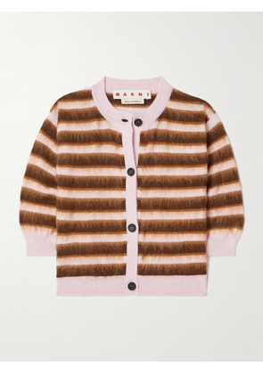 Marni - Striped Mohair Blend-trimmed Wool Cardigan - Pink - IT36,IT38,IT40,IT42,IT44,IT46,IT48