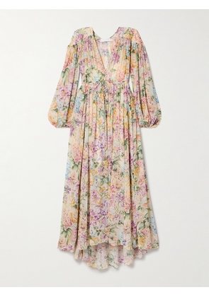 Zimmermann - Halliday Gathered Floral-print Silk-crepe Maxi Dress - Multi - 00,1,2,3,4