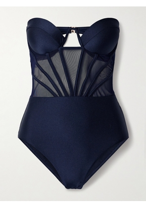 Zimmermann - Ottie Strapless Mesh-trimmed Swimsuit - Blue - 01,2,3,4