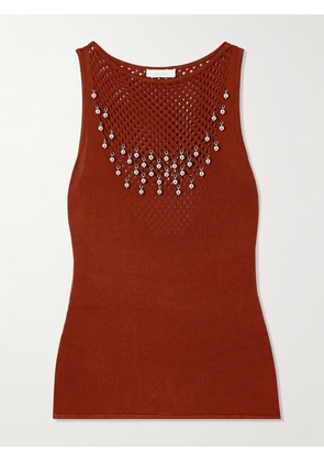 RABANNE - Bead-embellished Open-knit Tank - Red - x small,small,medium,large,x large
