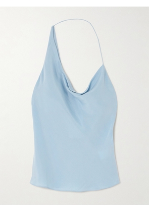 ST. AGNI - Asymmetric Lenzing™ Lyocell And Ecovero™-blend Twill Halterneck Top - Blue - x small,small,medium,large,x large